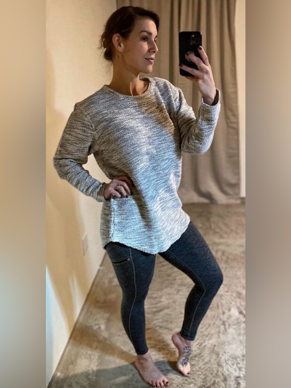 PacSun Tunic Athleisure Grey Top Medium Long Length Lounge Casual